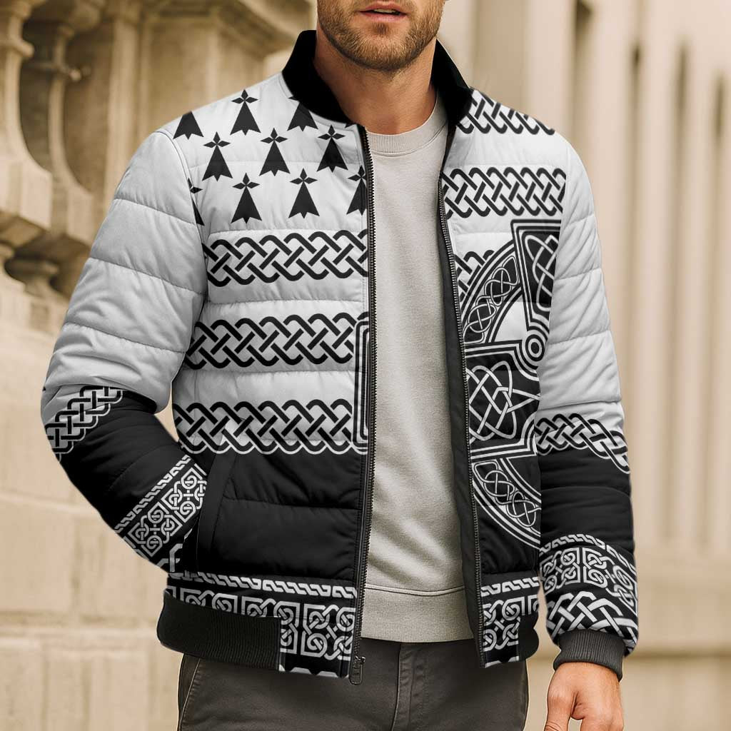 Brittany Celtic Knot Bomber Puffer Jacket Celtic Nation Heritage Pride - Wonder Print Shop