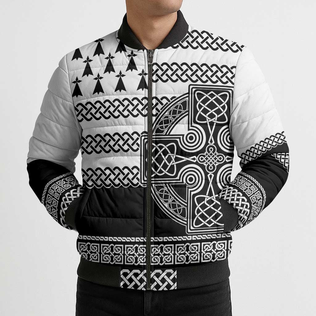 Brittany Celtic Knot Bomber Puffer Jacket Celtic Nation Heritage Pride - Wonder Print Shop