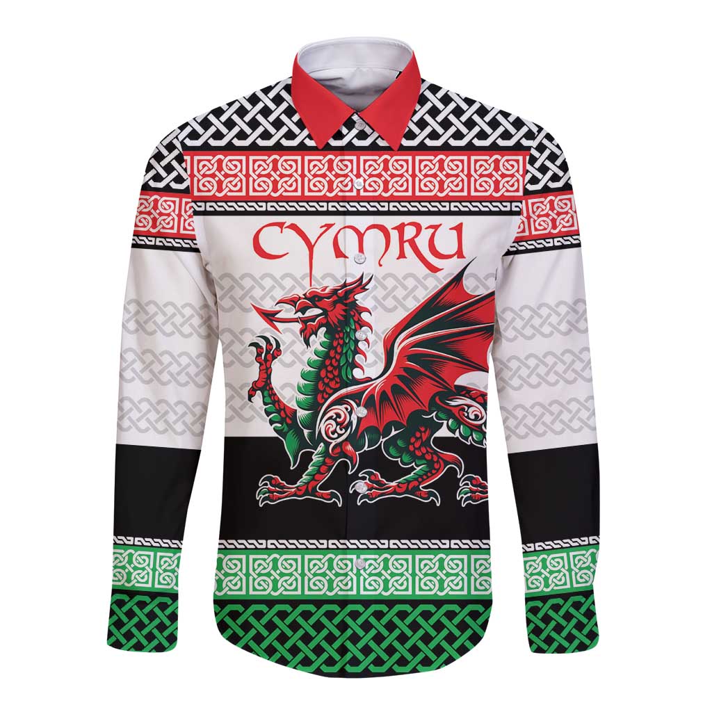 Cymru Celtic Wales Knot Long Sleeve Button Shirt Celtic Nation Heritage Pride - Wonder Print Shop