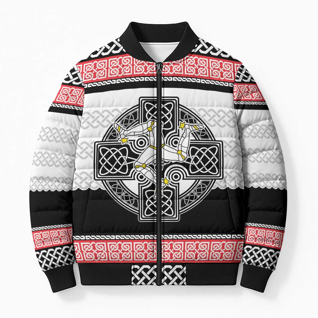 Isle of Man Celtic Knot Bomber Puffer Jacket Celtic Nation Heritage Pride - Wonder Print Shop