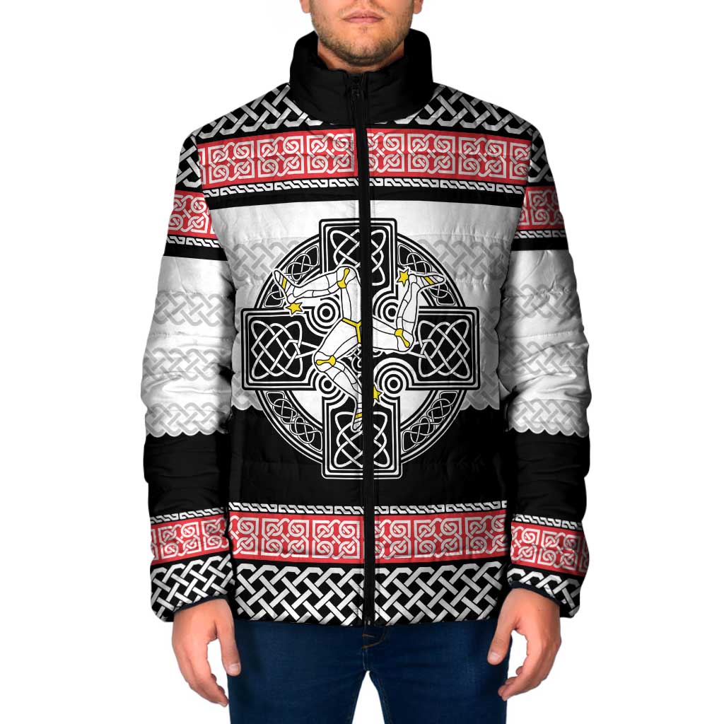 Isle of Man Celtic Knot Padded Jacket Celtic Nation Heritage Pride - Wonder Print Shop