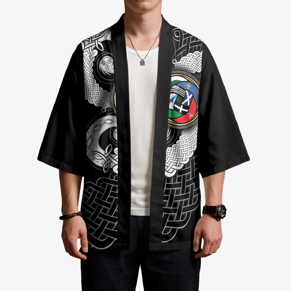 Six Celtic Countries Heritage Kimono Black Celtic Knot Triskelion - Wonder Print Shop