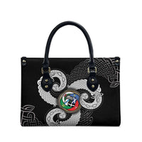 Six Celtic Countries Heritage Leather Bag Black Celtic Knot Triskelion - Wonder Print Shop