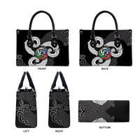 Six Celtic Countries Heritage Leather Bag Black Celtic Knot Triskelion - Wonder Print Shop