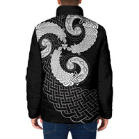 Six Celtic Countries Heritage Padded Jacket Black Celtic Knot Triskelion - Wonder Print Shop