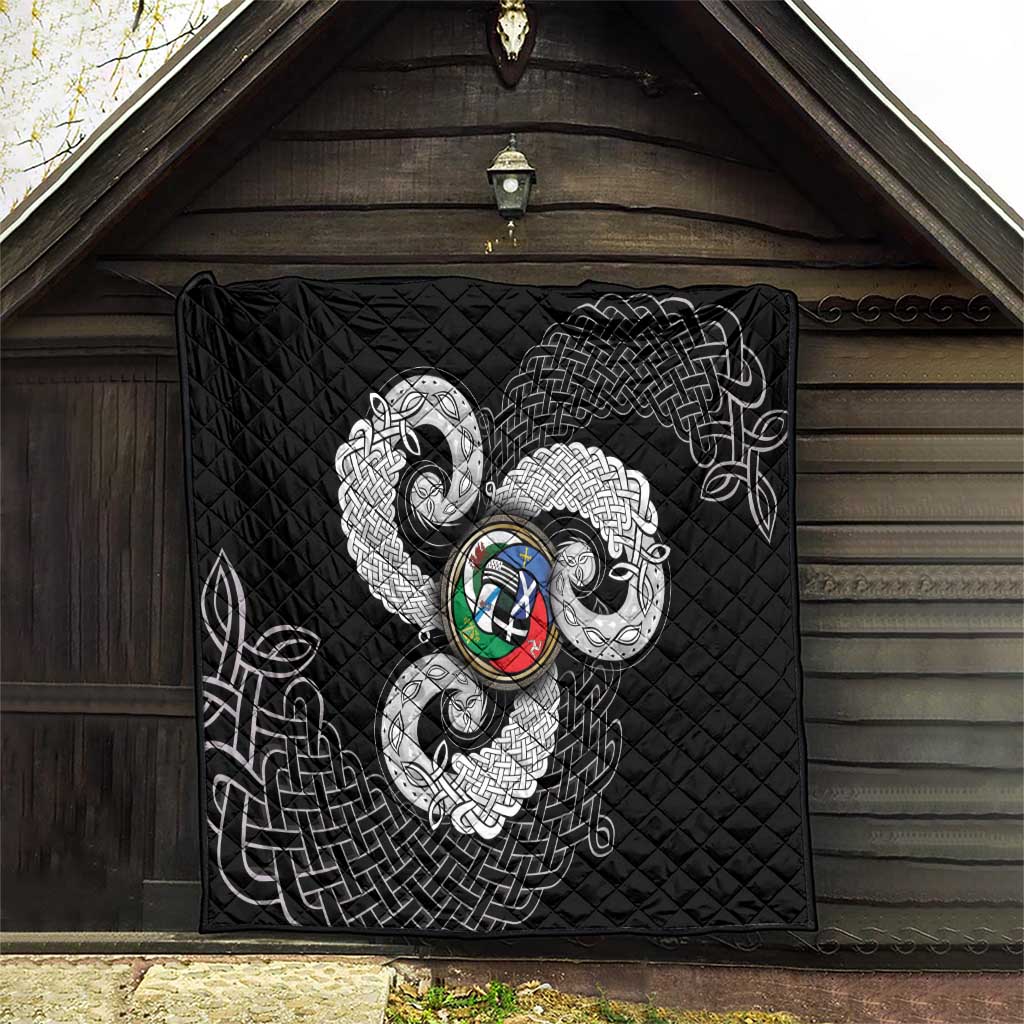 Six Celtic Countries Heritage Quilt Black Celtic Knot Triskelion - Wonder Print Shop
