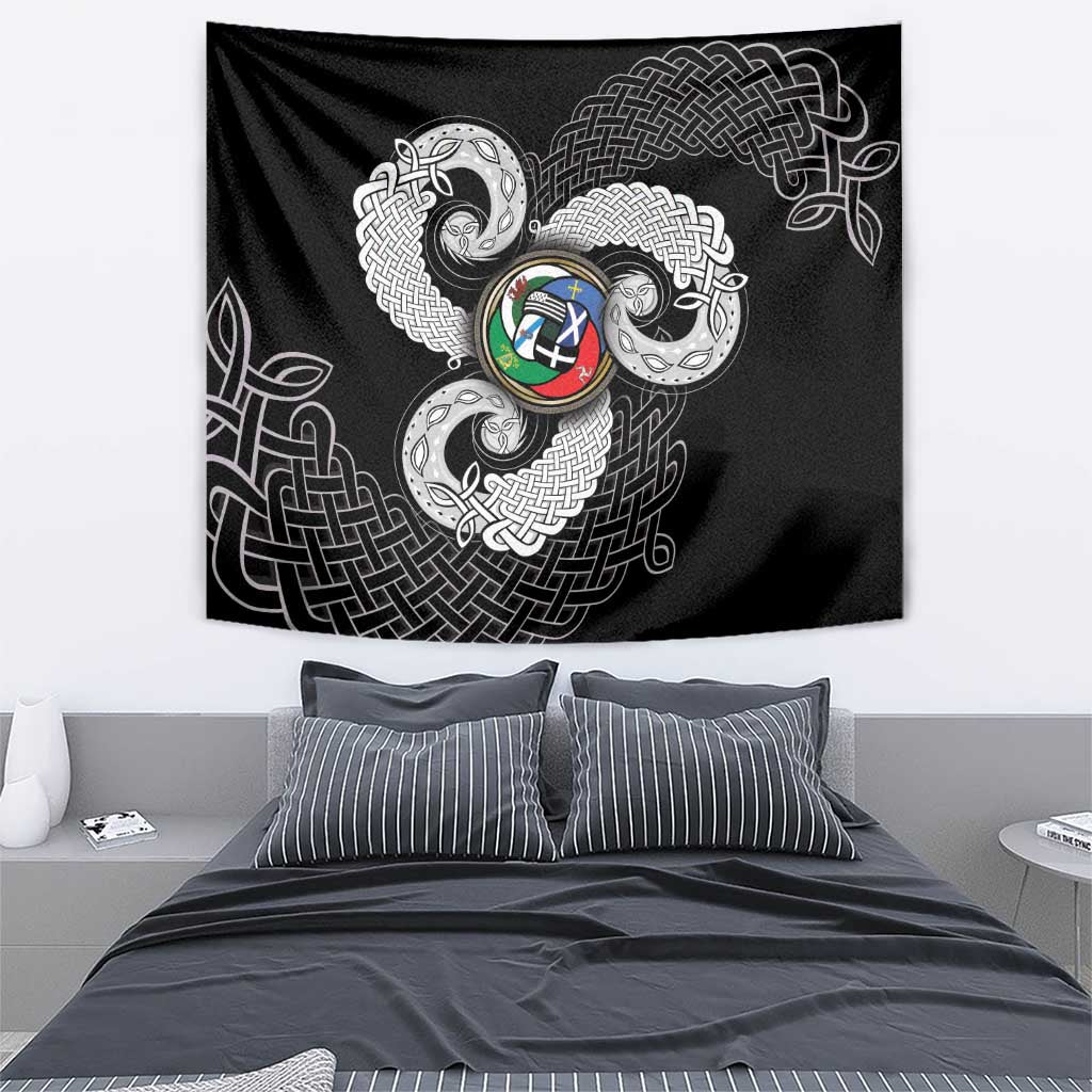 Six Celtic Countries Heritage Tapestry Black Celtic Knot Triskelion - Wonder Print Shop