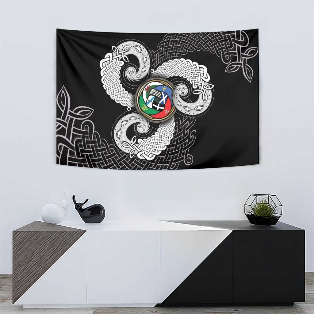 Six Celtic Countries Heritage Tapestry Black Celtic Knot Triskelion - Wonder Print Shop