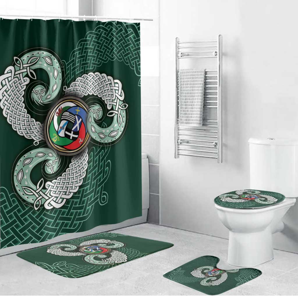 Six Celtic Countries Heritage Bathroom Set Green Celtic Knot Triskelion - Wonder Print Shop