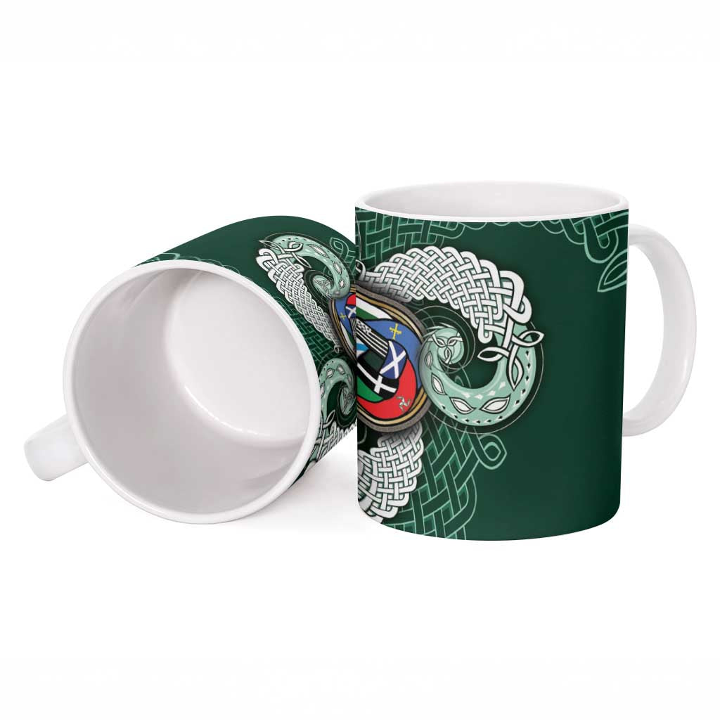 Six Celtic Countries Heritage Ceramic Mug Green Celtic Knot Triskelion - Wonder Print Shop