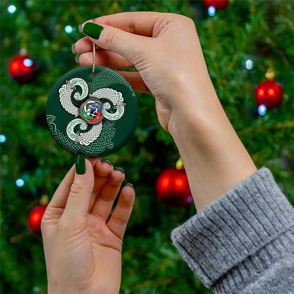Six Celtic Countries Heritage Ceramic Ornament Green Celtic Knot Triskelion - Wonder Print Shop