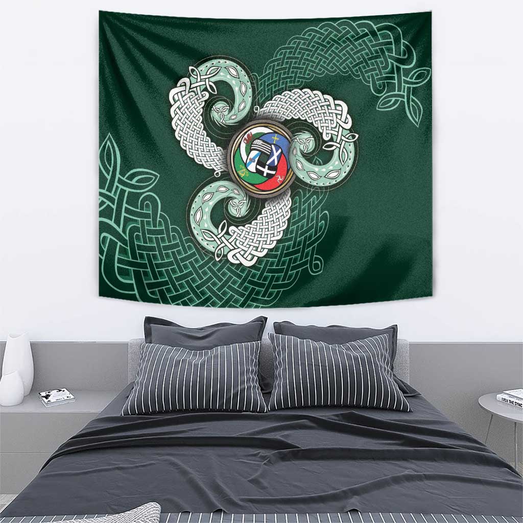 Six Celtic Countries Heritage Tapestry Green Celtic Knot Triskelion - Wonder Print Shop
