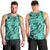 Polynesia Men Tank Top Tribal Polynesian Spirit With Teal Pacific Flowers - Wonder Print Shop