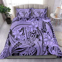 Violet duvet cover bedding set with tribal floral artwork and two matching pillowcases