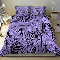 Violet tribal floral bedding set with bold circular medallion print and two pillowcases