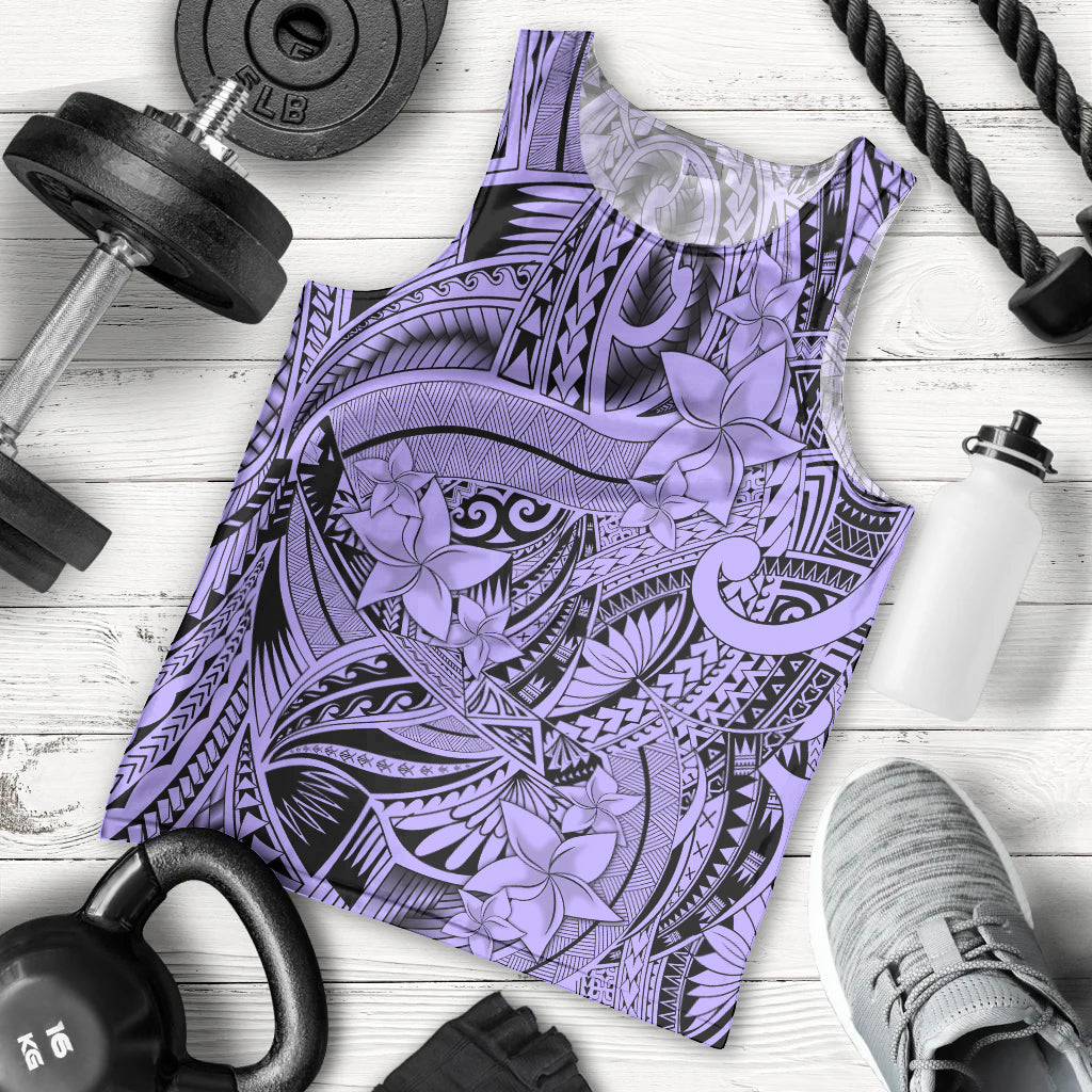 Polynesia Men Tank Top Tribal Polynesian Spirit With Violet Pacific Flowers - Wonder Print Shop