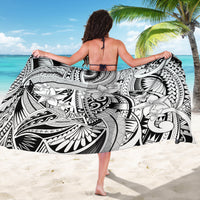 Black and white patterned sarong with large floral and geometric motifs