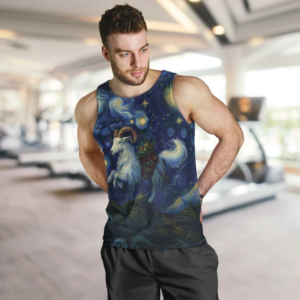 Yule Goat Starry Night Men Tank Top - Wonder Print Shop