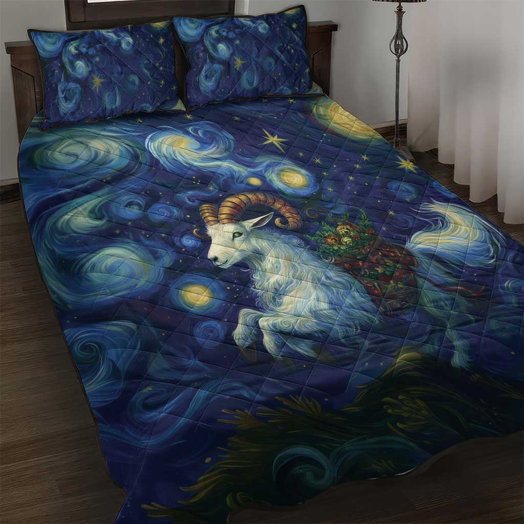 Yule Goat Starry Night Quilt Bed Set - Wonder Print Shop