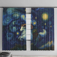 Galaxy star window curtain panel pair with blue swirls and white unicorn silhouette