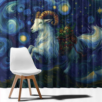 Galaxy star window curtain panel with full unicorn head and swirling blue nebula art