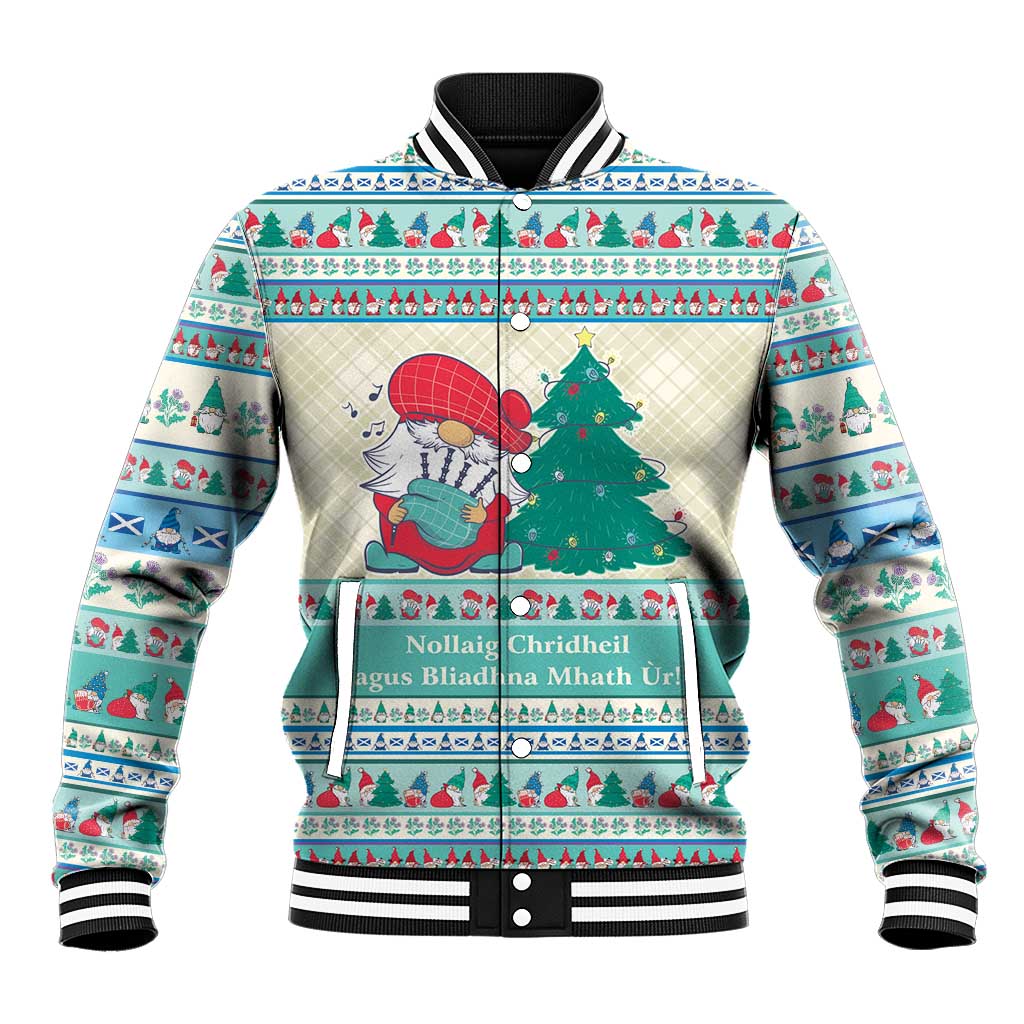 Gnome Bagpies Musical Baseball Jacket Nollaig Chridheil Scotland Christmas Pattern LT9 - Wonder Print Shop