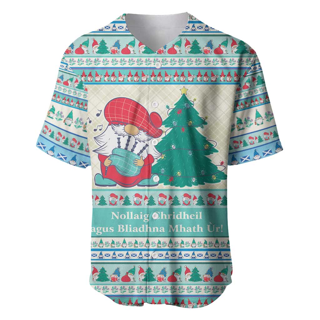 Gnome Bagpies Musical Baseball Jersey Nollaig Chridheil Scotland Christmas Pattern LT9 - Wonder Print Shop