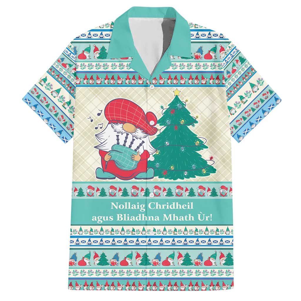 Gnome Bagpies Musical Hawaiian Shirt Nollaig Chridheil Scotland Christmas Pattern - Wonder Print Shop