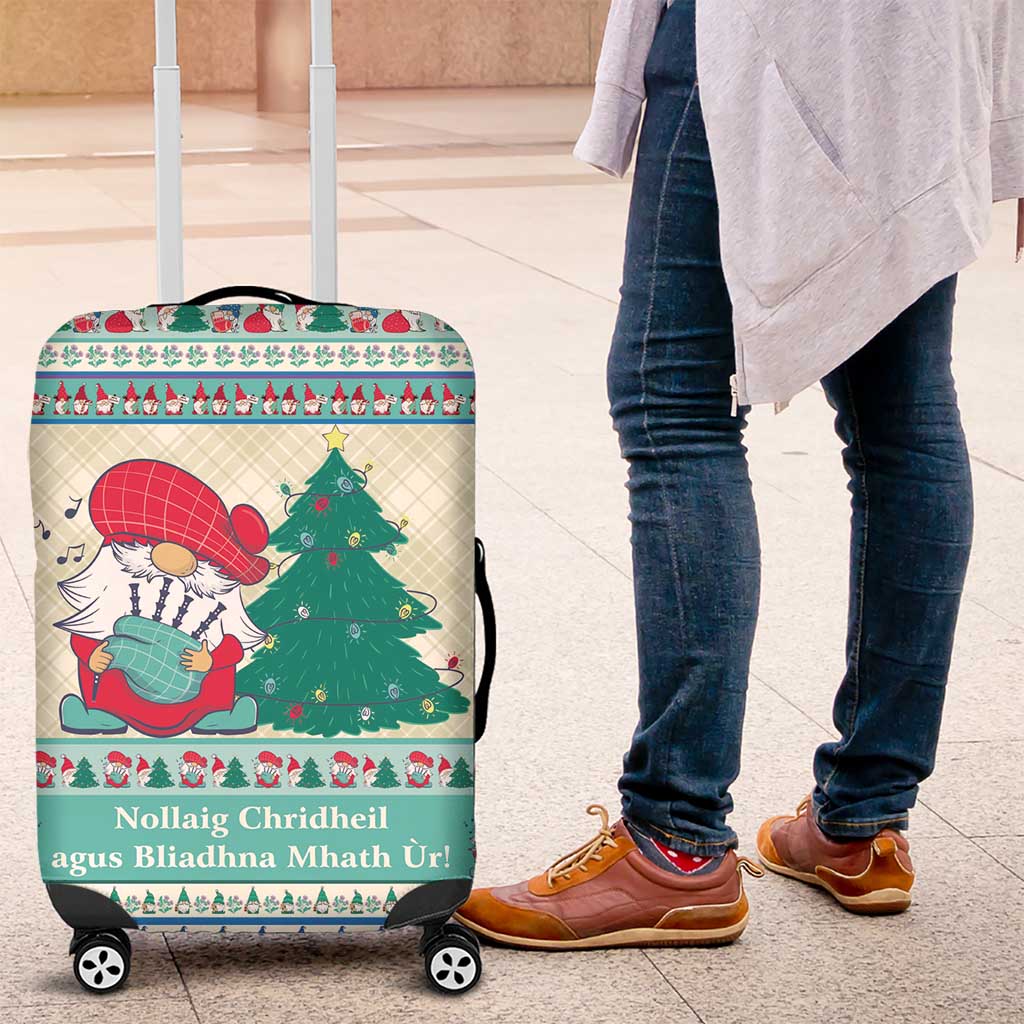 Gnome Bagpies Musical Luggage Cover Nollaig Chridheil Scotland Christmas Pattern - Wonder Print Shop