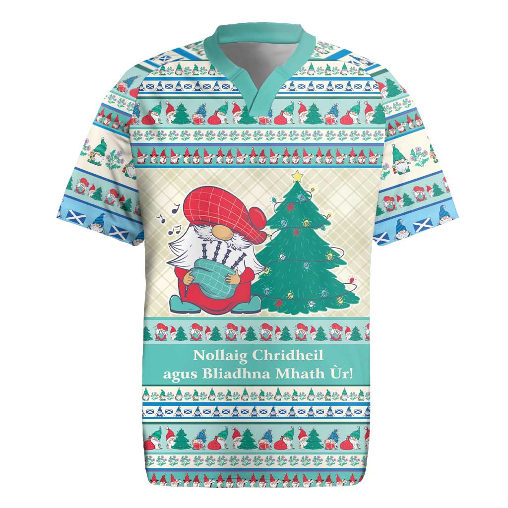 Gnome Bagpies Musical Rugby Jersey Nollaig Chridheil Scotland Christmas Pattern