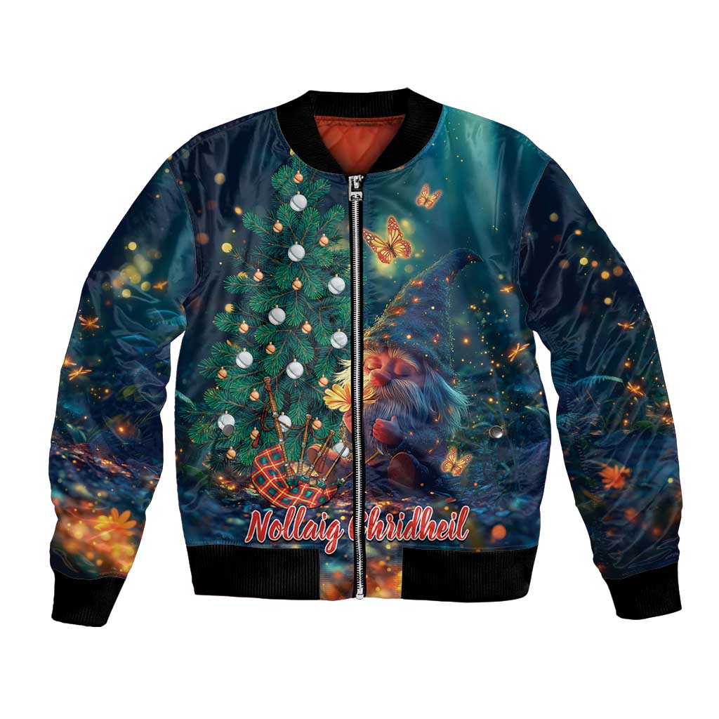 Nollaig Chridheil Scottish Gnome Bomber Jacket Bagpies Musical and Chirstmas Tree LT9 - Wonder Print Shop