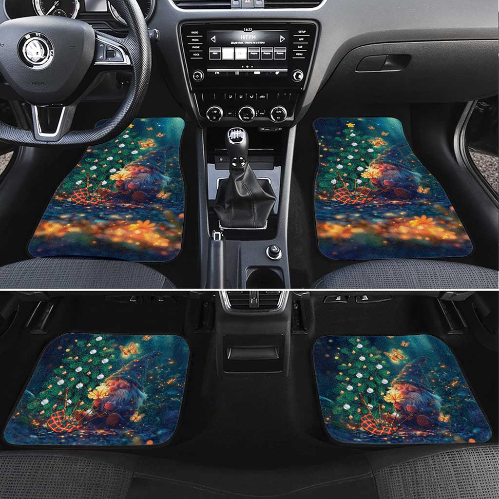Christmas gnome car floor mats, two-piece set with blue festive design