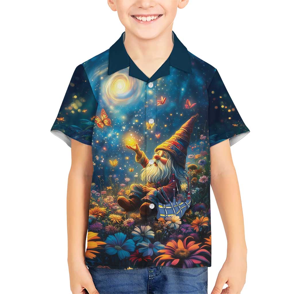 Nollaig Chridheil Scottish Gnome Kid Hawaiian Shirt Merry Christmas with Starry Night - Wonder Print Shop