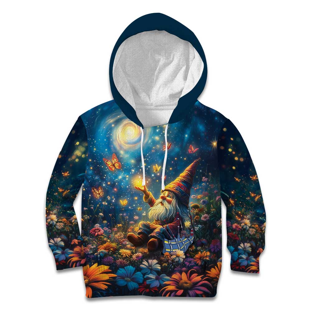 Nollaig Chridheil Scottish Gnome Kid Hoodie Merry Christmas with Starry Night - Wonder Print Shop