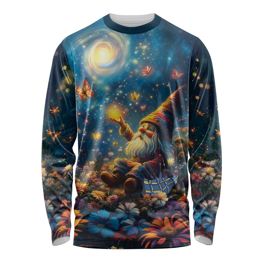 Nollaig Chridheil Scottish Gnome Long Sleeve Shirt Merry Christmas with Starry Night - Wonder Print Shop