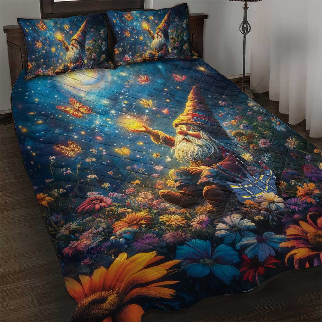 Nollaig Chridheil Scottish Gnome Quilt Bed Set Merry Christmas with Starry Night - Wonder Print Shop