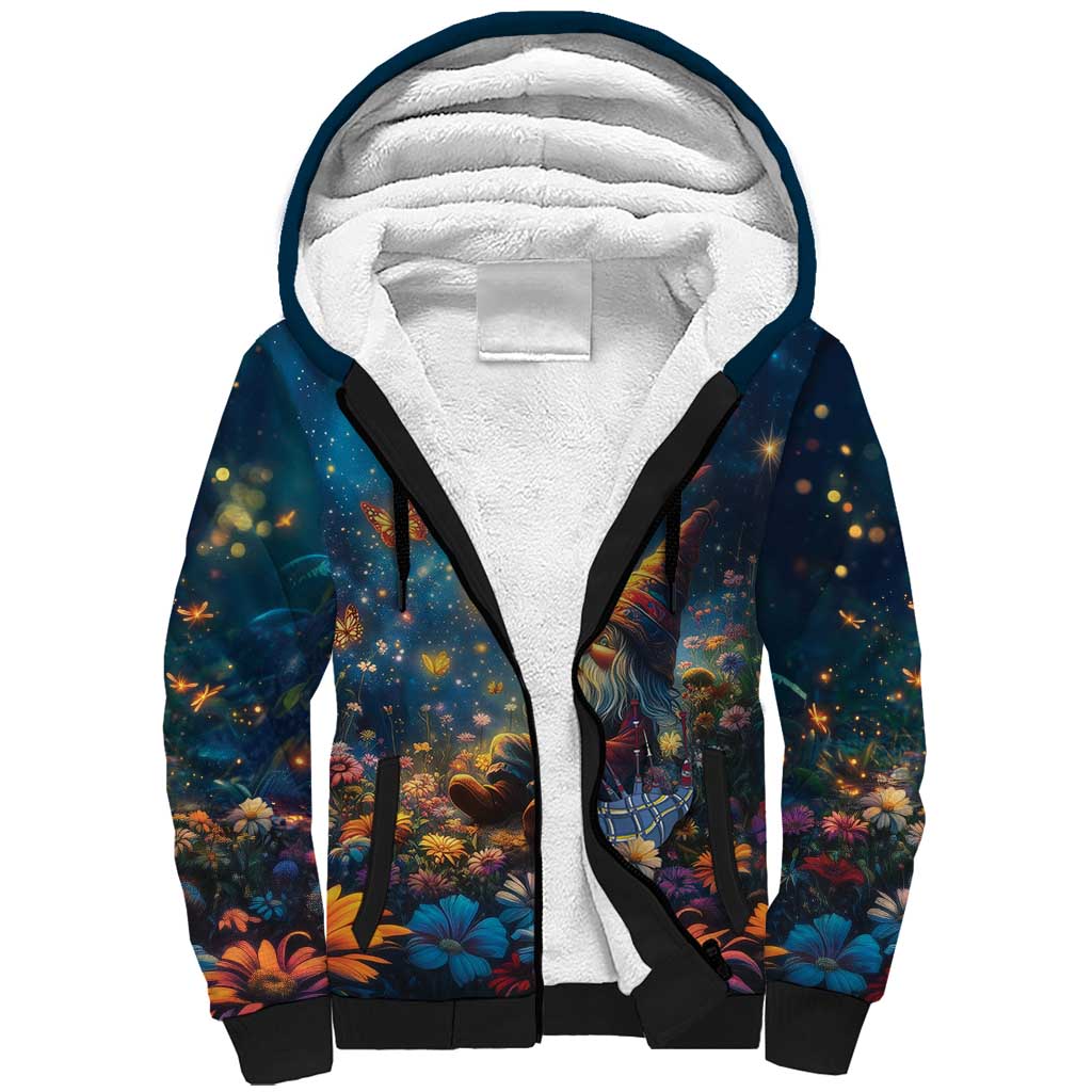 Nollaig Chridheil Scottish Gnome Sherpa Hoodie Merry Christmas with Starry Night