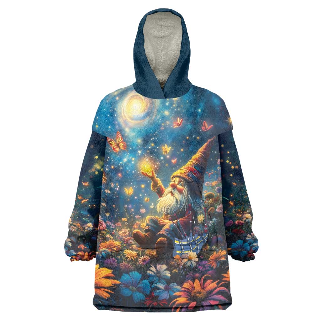 Nollaig Chridheil Scottish Gnome Wearable Blanket Hoodie Merry Christmas with Starry Night