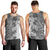 Polynesia Men Tank Top Hibiscus and Hawaiian Tribal Tattoo Retro Style Gray Color - Wonder Print Shop