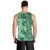 Polynesia Men Tank Top Hibiscus and Hawaiian Tribal Tattoo Retro Style Green Color - Wonder Print Shop