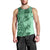 Polynesia Men Tank Top Hibiscus and Hawaiian Tribal Tattoo Retro Style Green Color - Wonder Print Shop