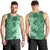 Polynesia Men Tank Top Hibiscus and Hawaiian Tribal Tattoo Retro Style Green Color - Wonder Print Shop