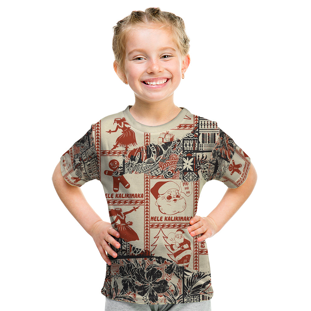 Aloha Hawaii Christmas Kid T Shirt Mele Kalikimaka Tapa Tribal Retro Style - Wonder Print Shop