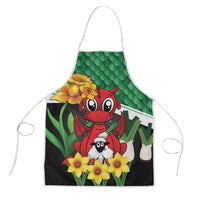 Saint David's Day Apron Green Welsh Dragon Daffodil Sheep Leak - Wonder Print Shop