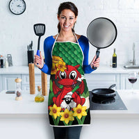 Saint David's Day Apron Green Welsh Dragon Daffodil Sheep Leak - Wonder Print Shop