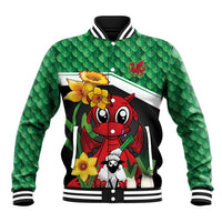 Saint David's Day Personalized Baseball Jacket Green Welsh Dragon Daffodil Sheep Leak - Wonder Print Shop