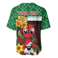 Saint David's Day Personalized Baseball Jersey Green Welsh Dragon Daffodil Sheep Leak - Wonder Print Shop