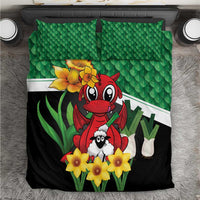 Saint David's Day Bedding Set Green Welsh Dragon Daffodil Sheep Leak - Wonder Print Shop