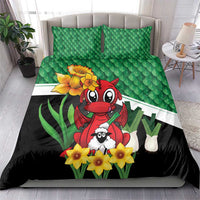 Saint David's Day Bedding Set Green Welsh Dragon Daffodil Sheep Leak - Wonder Print Shop