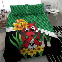 Saint David's Day Bedding Set Green Welsh Dragon Daffodil Sheep Leak - Wonder Print Shop